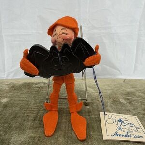 VTG Annalee Dolls. 5" Orange Elf  W/Black Bat Cookie Cutter.‎  1995